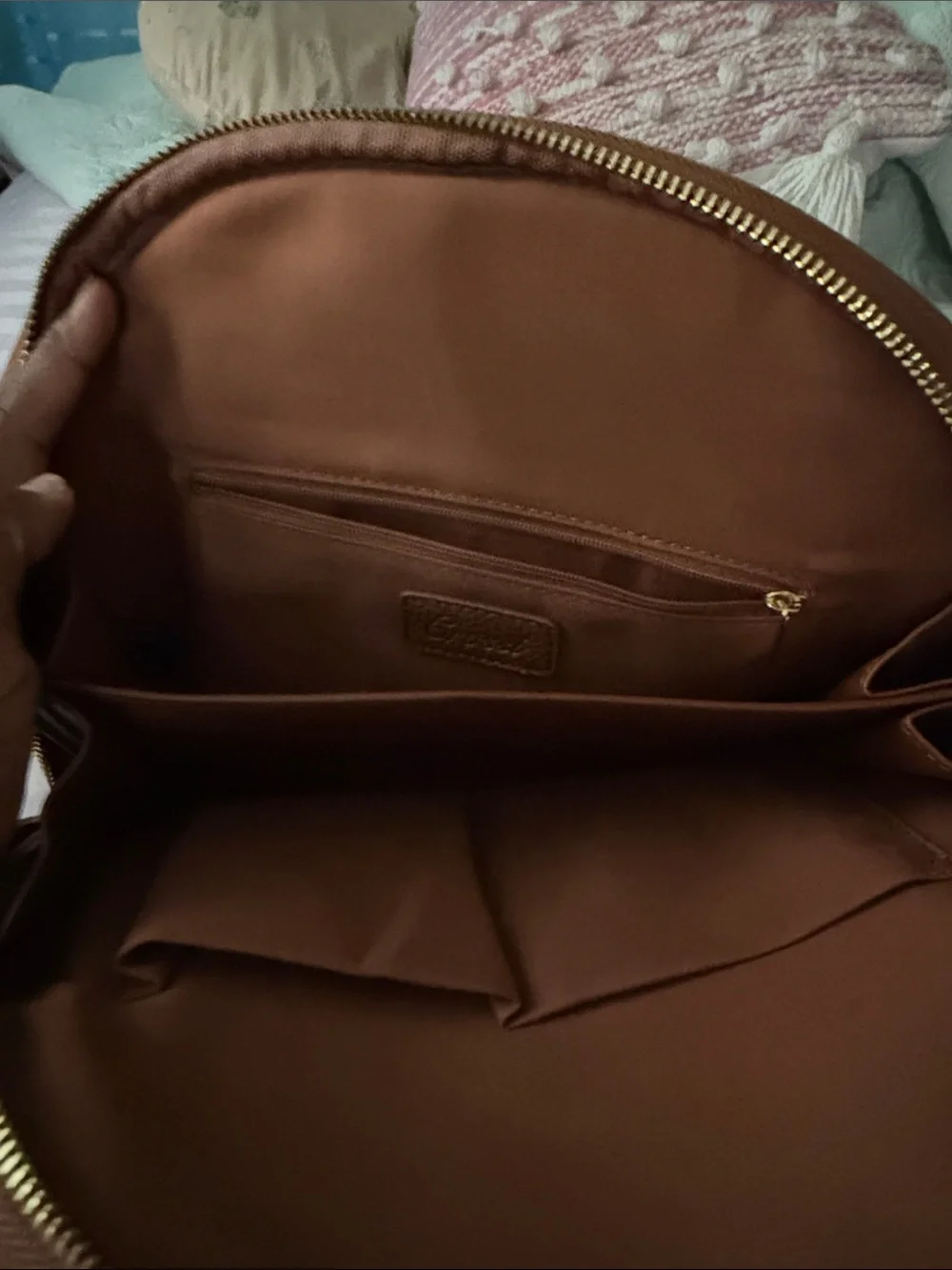 Women's Brown Bow Accent Dome Satchel Handbag